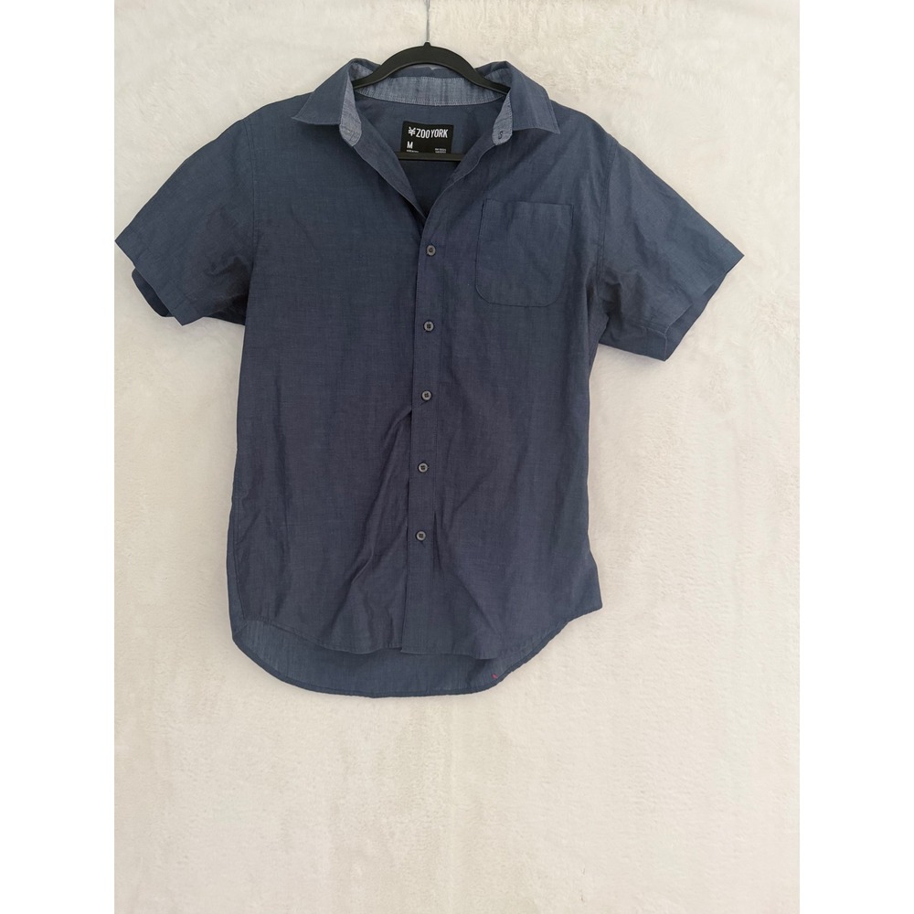 Zoo York Mens Short Sleeve Button Up Shirt Navy Blue Chest Pocket Size M